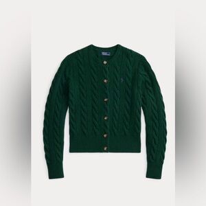 NWOT Polo Ralph Lauren Cable-Knit Wool-Cashmere Cardigan Green Sz Small